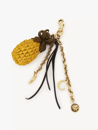 Ananas-Taschenanhänger aus Bast, Metall und Leder
