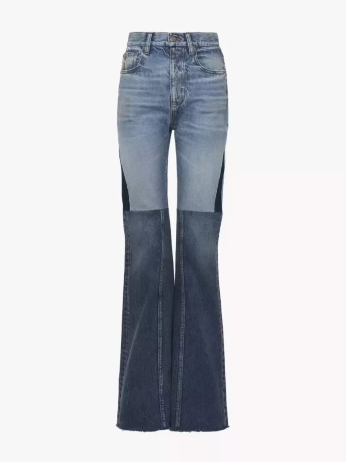 Ausgestellte Patchwork-Jeans aus Denim Ausgestellte Patchwork-Jeans aus Denim