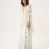 Übergroßes langes Rüschenkleid aus Seidenmousseline Übergroßes langes Rüschenkleid aus Seidenmousseline