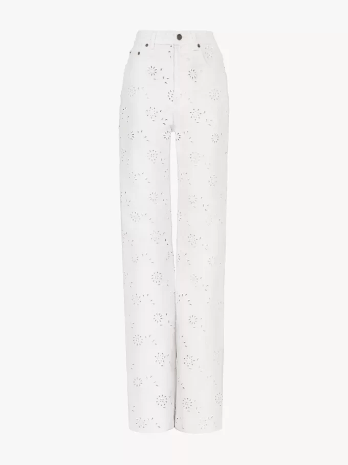 Bestickte Cropped-Jeans aus Denim