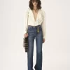 Bluse mit Maxikragen aus Seidenjacquard und Spitze Bluse mit Maxikragen aus Seidenjacquard und Spitze