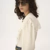 Bluse mit Maxikragen aus Seidenjacquard und Spitze Bluse mit Maxikragen aus Seidenjacquard und Spitze