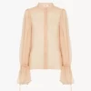 Bluse mit Puffärmeln aus Seidenmousseline