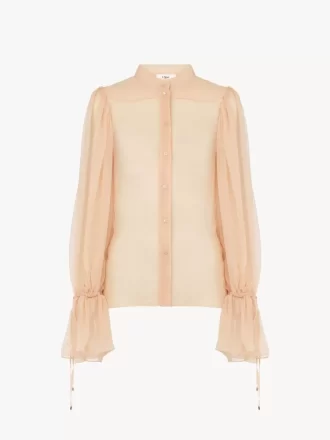 Bluse mit Puffärmeln aus Seidenmousseline