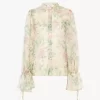 Bluse mit Puffärmeln aus Seidenmousseline