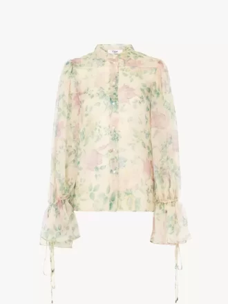 Bluse mit Puffärmeln aus Seidenmousseline
