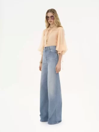 Bluse mit Puffärmeln aus Seidenmousseline