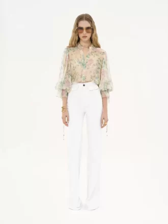 Bluse mit Puffärmeln aus Seidenmousseline