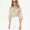 Bluse mit Puffärmeln aus Seidenmousseline