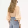Bluse mit Puffärmeln aus Seidenmousseline