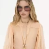 Bluse mit Puffärmeln aus Seidenmousseline