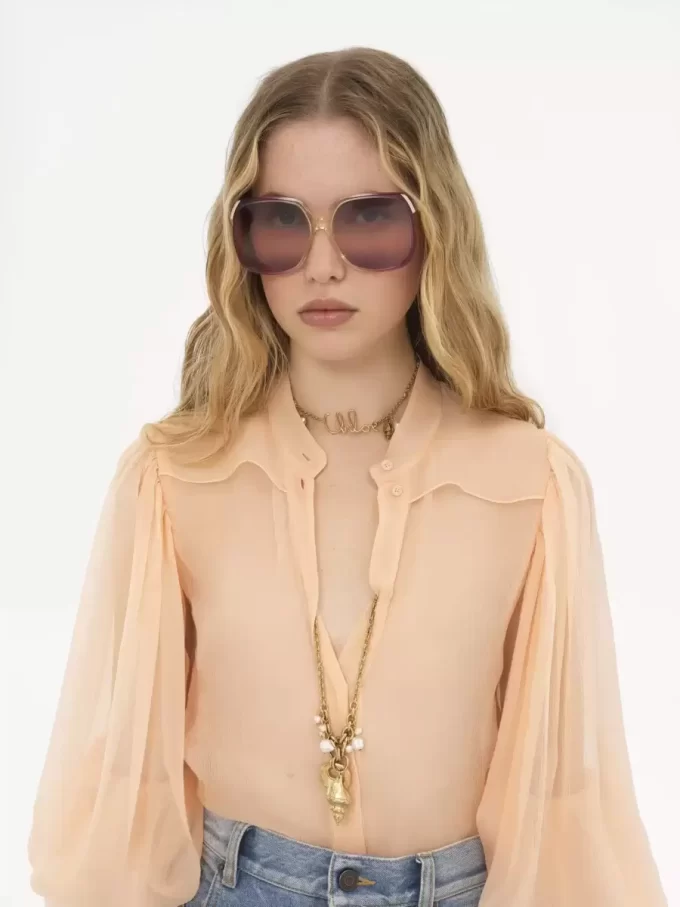Bluse mit Puffärmeln aus Seidenmousseline