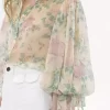 Bluse mit Puffärmeln aus Seidenmousseline