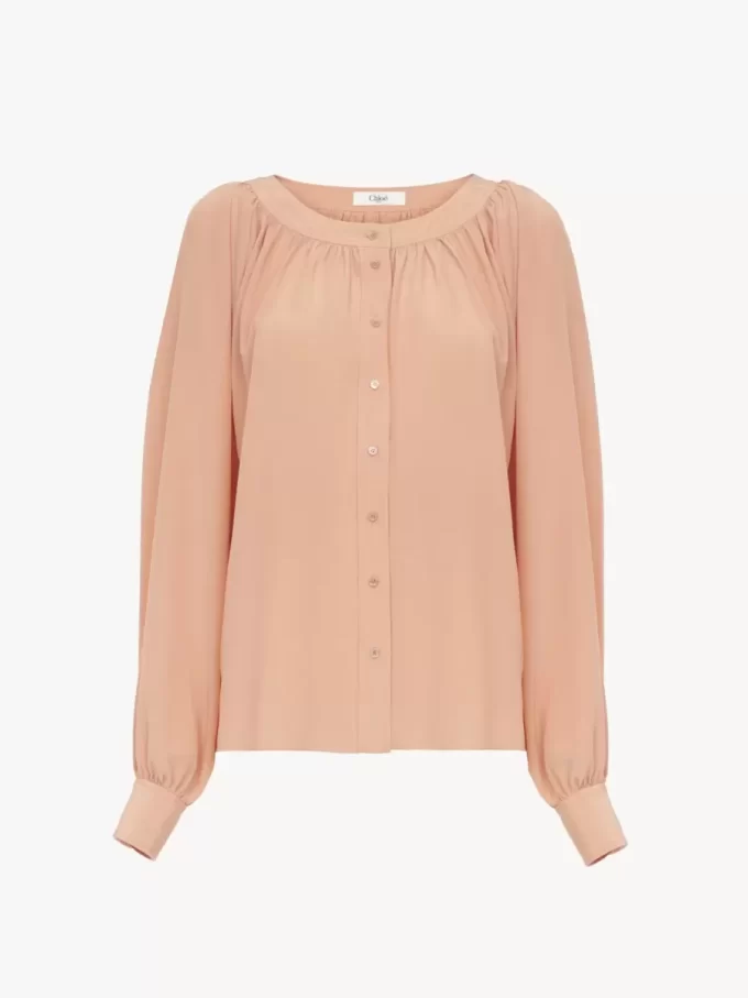 Bluse mit U-Ausschnitt aus Crêpe de Chine