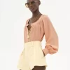 Bluse mit U-Ausschnitt aus Crêpe de Chine