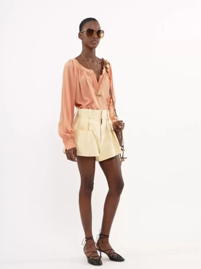 Bluse mit U-Ausschnitt aus Crêpe de Chine