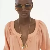 Bluse mit U-Ausschnitt aus Crêpe de Chine