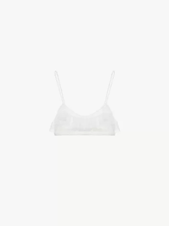 Bralette mit dünnen Trägern und Rüschen aus bestickter Spitze