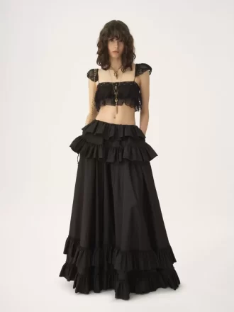 Bralette mit Rüschen aus Seidenmousseline und Spitze