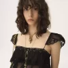 Bralette mit Rüschen aus Seidenmousseline und Spitze Bralette mit Rüschen aus Seidenmousseline und Spitze