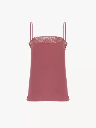 Camisole-Oberteil aus Crêpe de Chine & Spitze