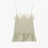 Camisole-Top mit Kordelzug aus Seidenjacquard und Spitze Camisole-Top mit Kordelzug aus Seidenjacquard und Spitze
