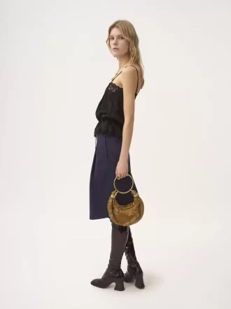 Camisole-Top mit Kordelzug aus Seidenjacquard und Spitze