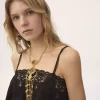 Camisole-Top mit Kordelzug aus Seidenjacquard und Spitze Camisole-Top mit Kordelzug aus Seidenjacquard und Spitze