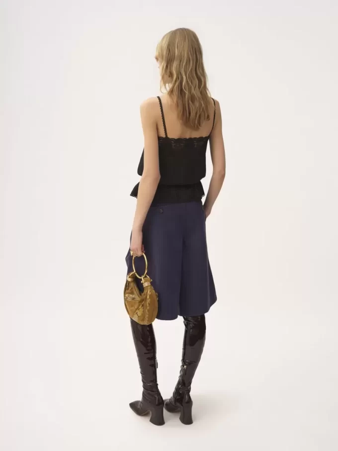 Camisole-Top mit Kordelzug aus Seidenjacquard und Spitze Camisole-Top mit Kordelzug aus Seidenjacquard und Spitze