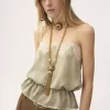 Camisole-Top mit Kordelzug aus Seidenjacquard und Spitze Camisole-Top mit Kordelzug aus Seidenjacquard und Spitze