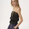 Camisole-Top mit Kordelzug aus Seidenjacquard und Spitze Camisole-Top mit Kordelzug aus Seidenjacquard und Spitze