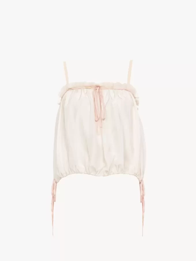 Camisole-Top mit Rüschen aus Habotai-Seide Camisole-Top mit Rüschen aus Habotai-Seide
