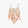 Camisole-Top mit Rüschen aus Seidencharmeuse und Spitze Camisole-Top mit Rüschen aus Seidencharmeuse und Spitze