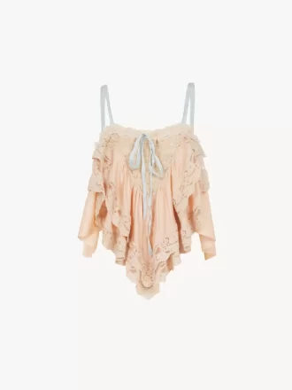 Camisole-Top mit Rüschen aus Seidencharmeuse und Spitze