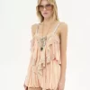 Camisole-Top mit Rüschen aus Seidencharmeuse und Spitze Camisole-Top mit Rüschen aus Seidencharmeuse und Spitze