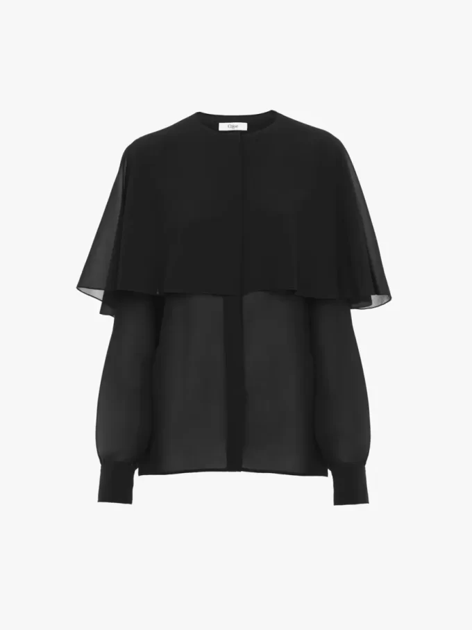 Cape-Bluse aus Seiden-Georgette Cape-Bluse aus Seiden-Georgette