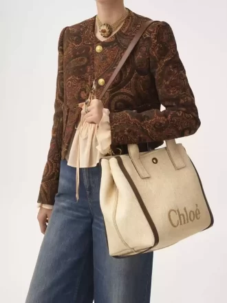 Chloé Carry Tote Bag aus Bastfasern