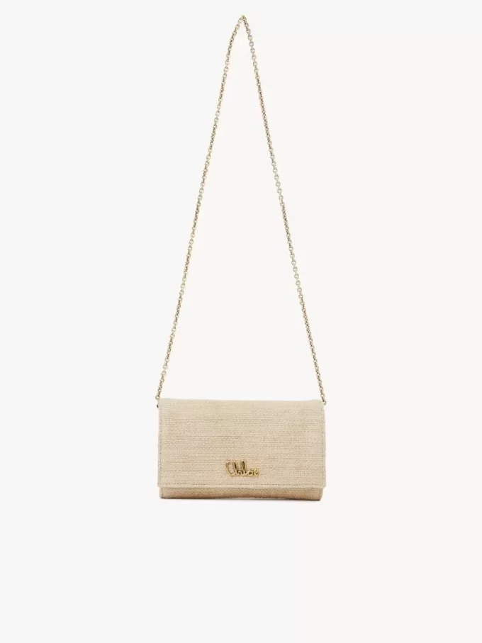 Chloé Iconic Klappengeldbörse an Kette aus Fasern mit Basteffekt