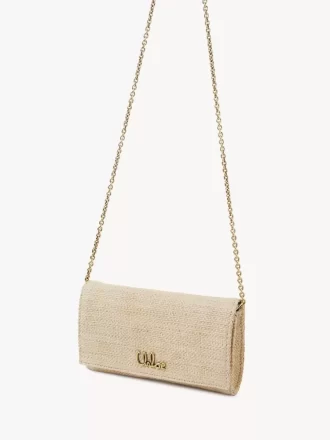 Chloé Iconic Klappengeldbörse an Kette aus Fasern mit Basteffekt