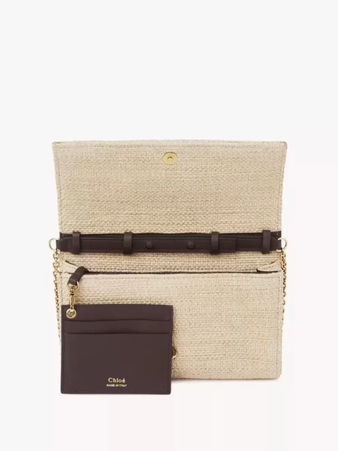 Chloé Iconic Klappengeldbörse an Kette aus Fasern mit Basteffekt