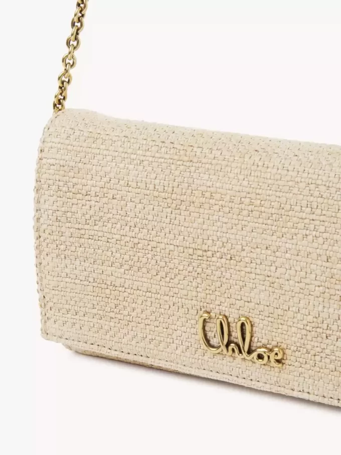 Chloé Iconic Klappengeldbörse an Kette aus Fasern mit Basteffekt
