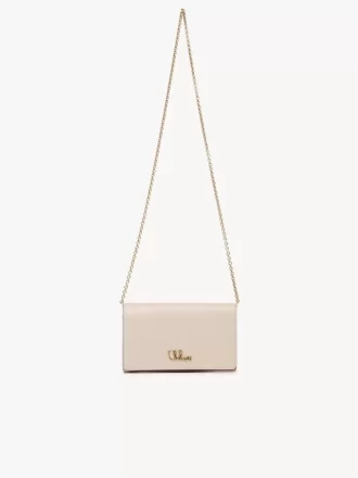Chloé Iconic Klappengeldbörse an Kette aus glänzendem Leder