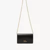 Chloé Iconic Klappengeldbörse an Kette aus glänzendem Leder