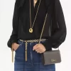 Chloé Iconic Klappengeldbörse an Kette aus glänzendem Leder