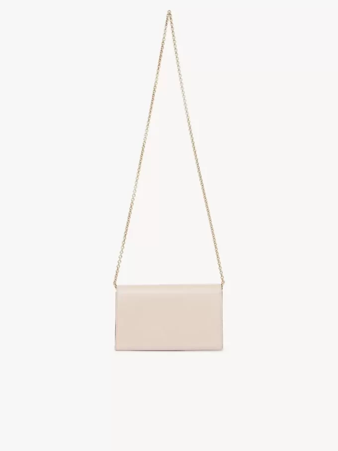 Chloé Iconic Klappengeldbörse an Kette aus glänzendem Leder