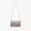 Chloé Iconic Klappengeldbörse an Kette aus metallisiertem Leder