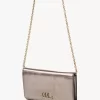 Chloé Iconic Klappengeldbörse an Kette aus metallisiertem Leder