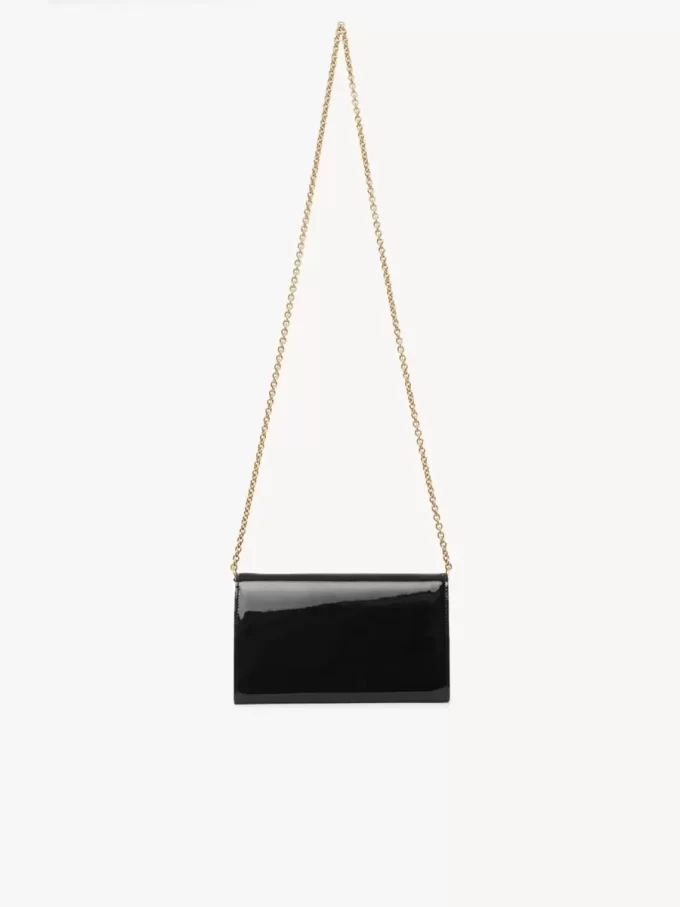 Chloé Iconic Klappengeldbörse mit Kette aus Lackleder