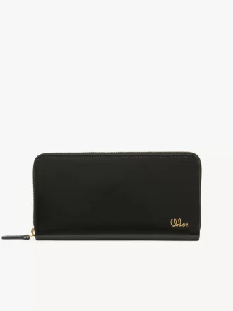 Chloé Iconic lange Geldbörse mit Reißverschluss aus glänzendem Leder