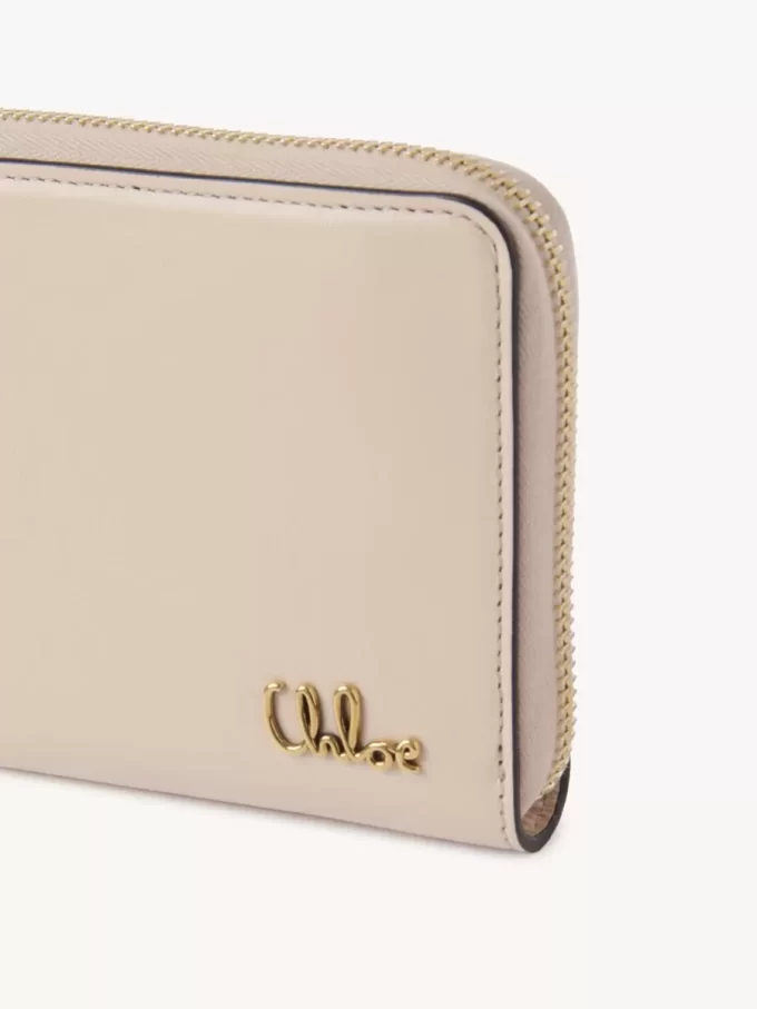 Chloé Iconic lange Geldbörse mit Reißverschluss aus glänzendem Leder
